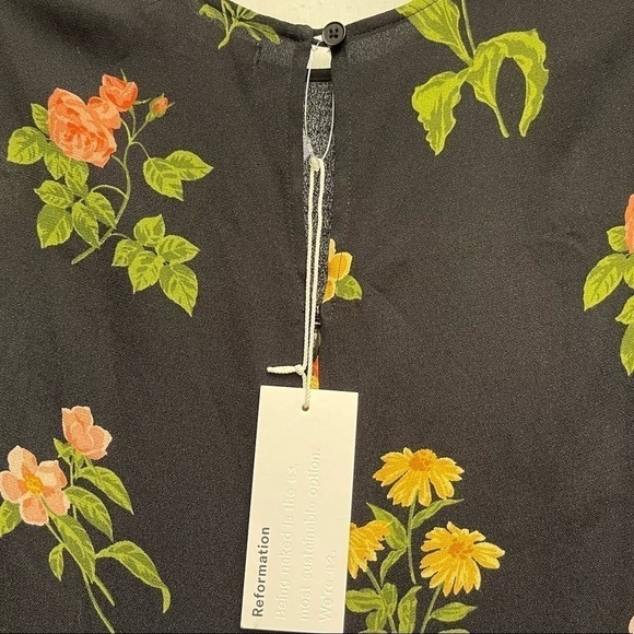 NEW Reformation Reza Floral Long Sleeve Midi Dress In Night Bloom Size 2 - Picture 11 of 16
